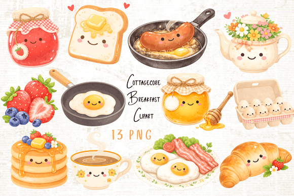 Download Cottagecore Breakfast Clipart Set PNG - Breakfast Collection