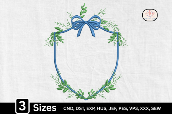 Download Floral Blue Monogram Bow Frame - Gram Collection