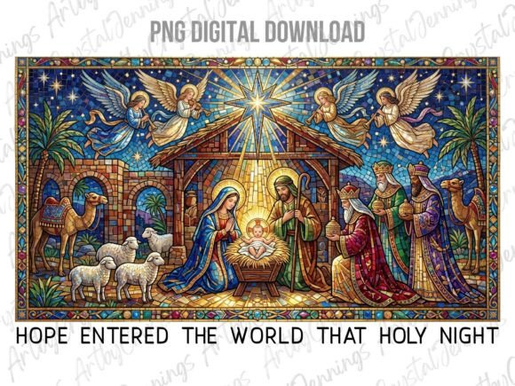 Download Nativity Stained Glass Scene PNG - Premium Bundle