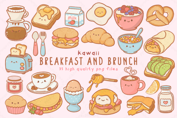 Download Kawaii Breakfast and Brunch Clipart - Breakfast Collection